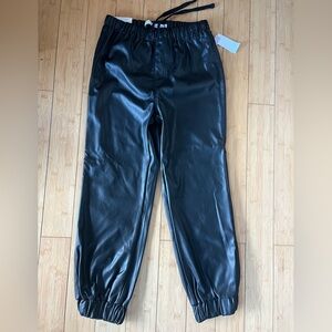Black Faux Leather Joggers